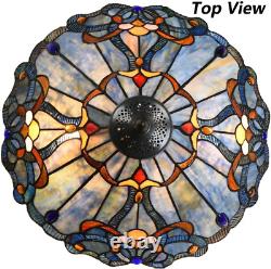 Bieye L10684 Baroque Tiffany Style Stained Glass Table Lamp with 16 Inch Wide Bl