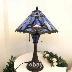 Bieye L10684 Baroque Tiffany Style Stained Glass Table Lamp with 16 Inch Wide Bl