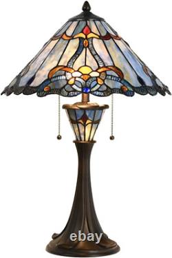 Bieye L10684 Baroque Tiffany Style Stained Glass Table Lamp with 16 Inch Wide Bl