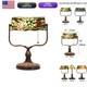 Bieye L10764 Grape Stained Glass Banker Desk Lamp Reading