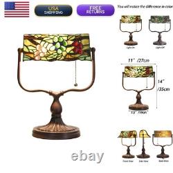 Bieye L10764 Grape Stained Glass Banker Desk Lamp Reading
