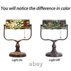 Bieye L10764 Grape Stained Glass Banker Desk Lamp Reading