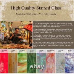 Bieye L10771 Cats in Love Tiffany Style Stained Glass Accent Table Lamp Night