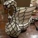 Bieye L10773 White Swans Tiffany Style Stained Glass Accent Table Lamp Night