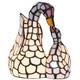 Bieye L10773 White Swans Tiffany Style Stained Glass Accent Table Lamp Night