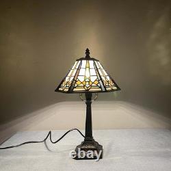 Bieye L10791 Mission Style Table Lamp Tiffany Stained Glass Night Light with