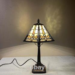 Bieye L10791 Mission Style Table Lamp Tiffany Stained Glass Night Light with