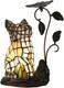 Bieye L10891 Tiffany-style Stained Glass Cat Accent Table 10-inch, Orange