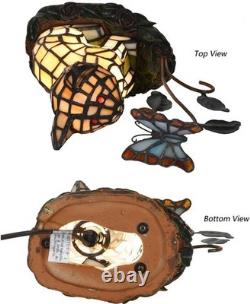 Bieye L10891 Tiffany-Style Stained Glass Cat Accent Table 10-inch, Orange