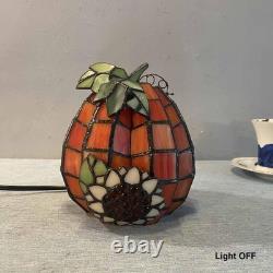 Bieye L10977 Pumpkin Sunflower Tiffany Style Stained Glass Accent Table Lamp
