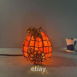 Bieye L10977 Pumpkin Sunflower Tiffany Style Stained Glass Accent Table Lamp