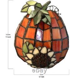 Bieye L10977 Pumpkin Sunflower Tiffany Style Stained Glass Accent Table Lamp
