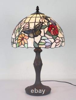 Bieye L11407 Butterfly Tiffany Stained Glass Table Lamp 12 inch Wide 18 inch