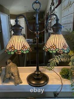 Bigelow & Kennard Leaded Lamp, Slag, Stained Glass Shade, Arts Crafts, Handel Lamp