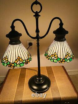 Bigelow & Kennard Leaded Lamp, Slag, Stained Glass Shade, Arts Crafts, Handel Lamp