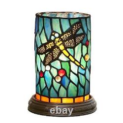 Blivuself Tiffany Style Stained Glass Dragonfly Table lamp Bedroom Bedside Fl