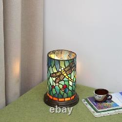 Blivuself Tiffany Style Stained Glass Dragonfly Table lamp Bedroom Bedside Fl