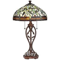 Blossoming Leaf And Vine Bronze Tiffany Table Lamp
