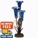 Blue Lily Tiffany Style Stained Glass 3-bulb Table Lamp
