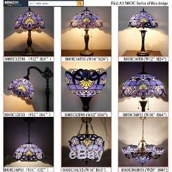 Blue Purple Baroque Tiffany Style Table Lamp W12 Inch H18