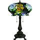 Blue Rose 27 H Table Lamp Anique Finish Stained Glass Floral Light Lamps New
