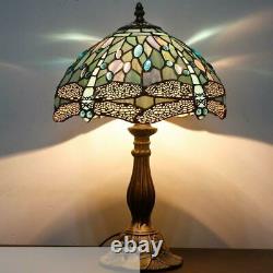 Blue Stained Glass Dragonfly Table Lamp Tiffany Style Shade Antique 60W Desk New