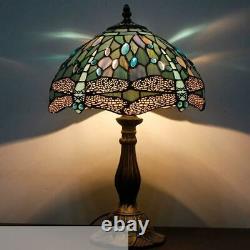 Blue Stained Glass Dragonfly Table Lamp Tiffany Style Shade Antique 60W Desk New