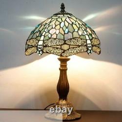 Blue Stained Glass Dragonfly Table Lamp Tiffany Style Shade Antique 60W Desk New