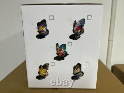 Blue Tiffany Butterfly Table Lamp LED Nightstand Light with Stained Glass Shade