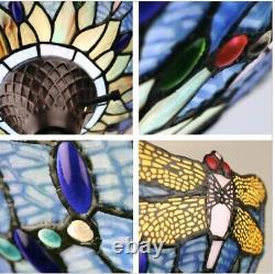 Blue Tiffany Style Dragonfly 1 Light Torchiere Floor Lamp Stained Glass 14 Wide