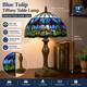 Blue Tulip Stained Glass Table Lamp Vintage Desk Light 18 Home Decor
