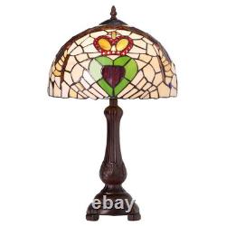 Bridges of Erin 19H Claddagh Stained Glass Purple Dome Shade Table Lamp