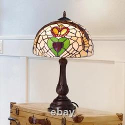 Bridges of Erin 19H Claddagh Stained Glass Purple Dome Shade Table Lamp