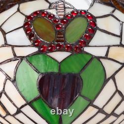 Bridges of Erin 19H Claddagh Stained Glass Purple Dome Shade Table Lamp