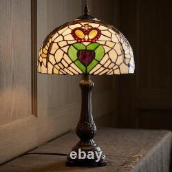 Bridges of Erin 19H Claddagh Stained Glass Purple Dome Shade Table Lamp