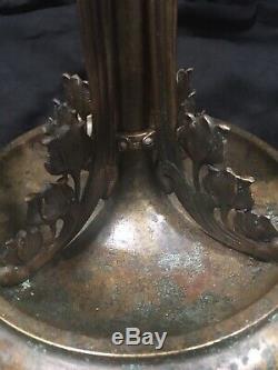 Bronze, Lamp Base, Leaded, Slag, Stained Glass Shade, Arts Crafts, Handel Lamp Era