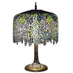 Bronze Table Lamp With Tree Trunk Base Serena D'italia Tiffany Wisteria 27 in