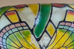 Butterfly Stained Glass Bankers Desk Lamp Metal Butterfly Leaf Base 15 Tall