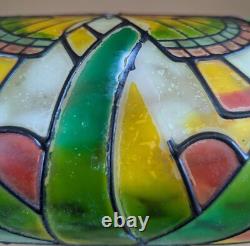 Butterfly Stained Glass Bankers Desk Lamp Metal Butterfly Leaf Base 15 Tall