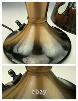 C. 1910 Fulper Pottery Prang Lamp Base & Repro Leaded Stained Glass Inset Shade