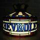 Chevrolet Bowtie Auto Truck 70s Faux Stained Glass Lamp Light Dealership Sign Ad