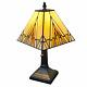 Candlestick Stained Glass Table Lamp With Beige Shade 15