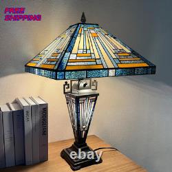 Capulina Tiffany Lamp Stained Glass Table Lamp with Night Light 3 Light 16X16X24