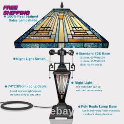 Capulina Tiffany Lamp Stained Glass Table Lamp with Night Light 3 Light 16X16X24