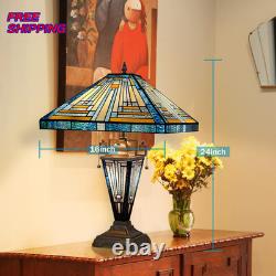 Capulina Tiffany Lamp Stained Glass Table Lamp with Night Light 3 Light 16X16X24