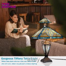 Capulina Tiffany Lamp Stained Glass Table Lamp with Night Light 3 Light 16X16X24