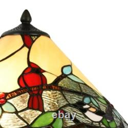 Cardinal Stained Glass Lamp Light Red Table Accent Bird Christmas Tiffany Style