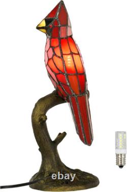 Cardinal Tiffany Style Accent Table Lamp in Height 14.5 Overall, Handmade Stain Cardinal Tiffany Style Accent Table Lamp in Height 14.5 Overall, Handmade Stain