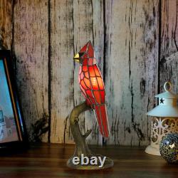 Cardinal Tiffany Style Accent Table Lamp in Height 14.5 Overall, Handmade Stain