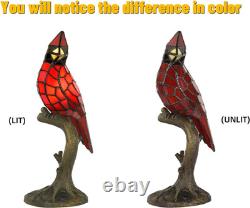 Cardinal Tiffany Style Accent Table Lamp in Height 14.5 Overall, Handmade Stain